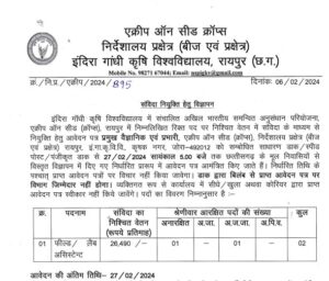 IGKV Raipur Recruitment